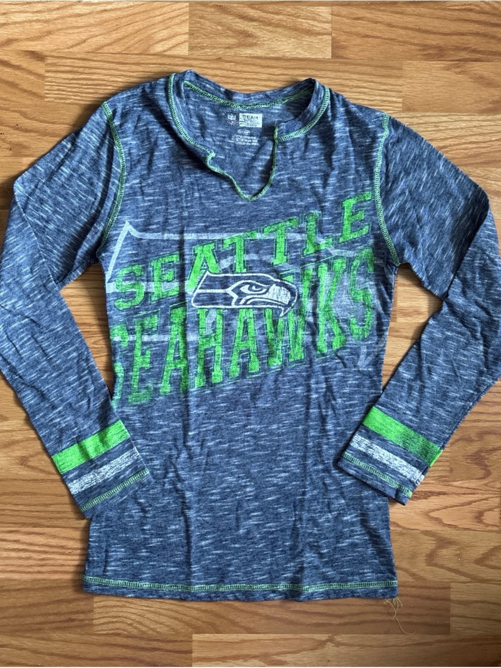 NFL Seattle Seahawks Long Sleeve Tee in Blue & Green